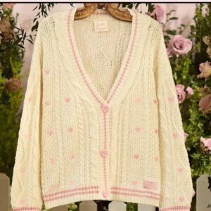Taylor Swift Authentic Lover Album Pink Heart Cardigan Sweater, Size XS/S
